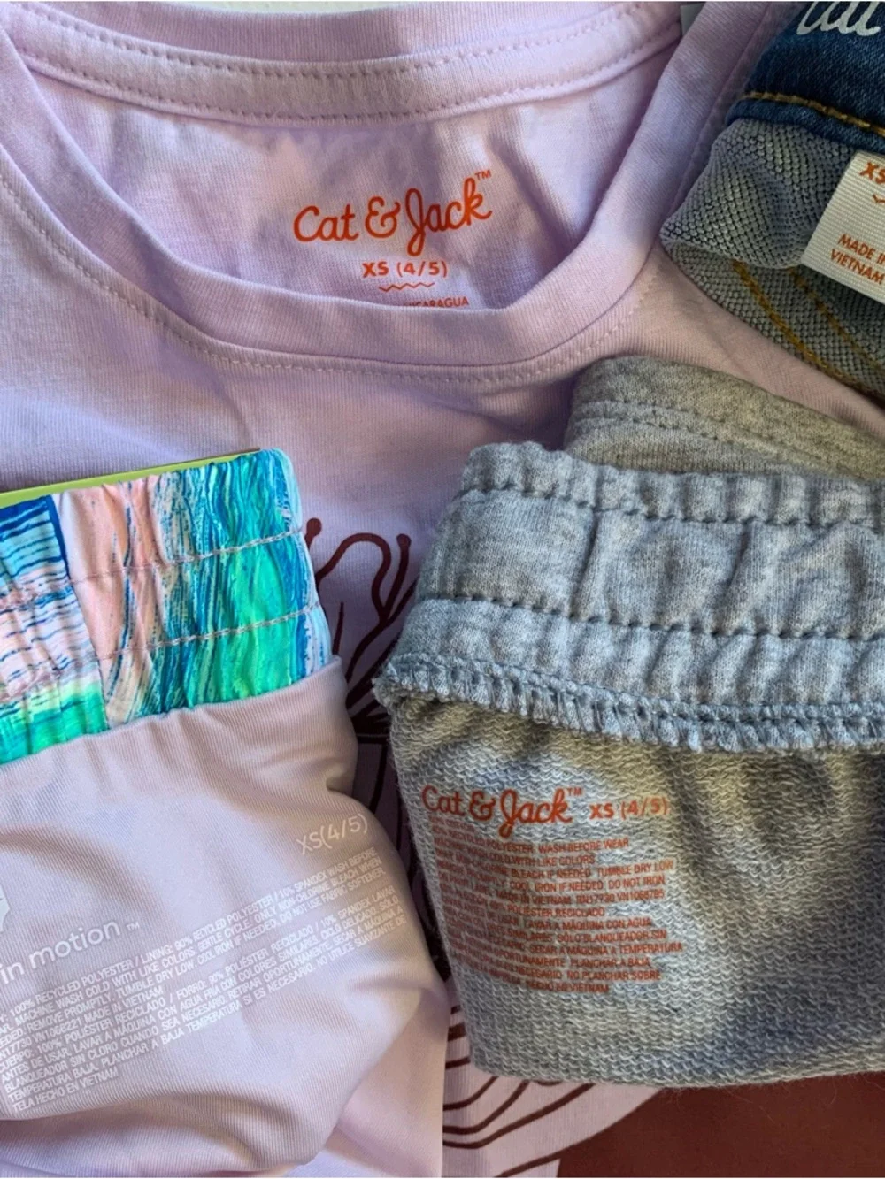 Girls Size XS (4/5) 4-Piece Lot of Summer Clothes Cat & Jack + All In Motion NWT